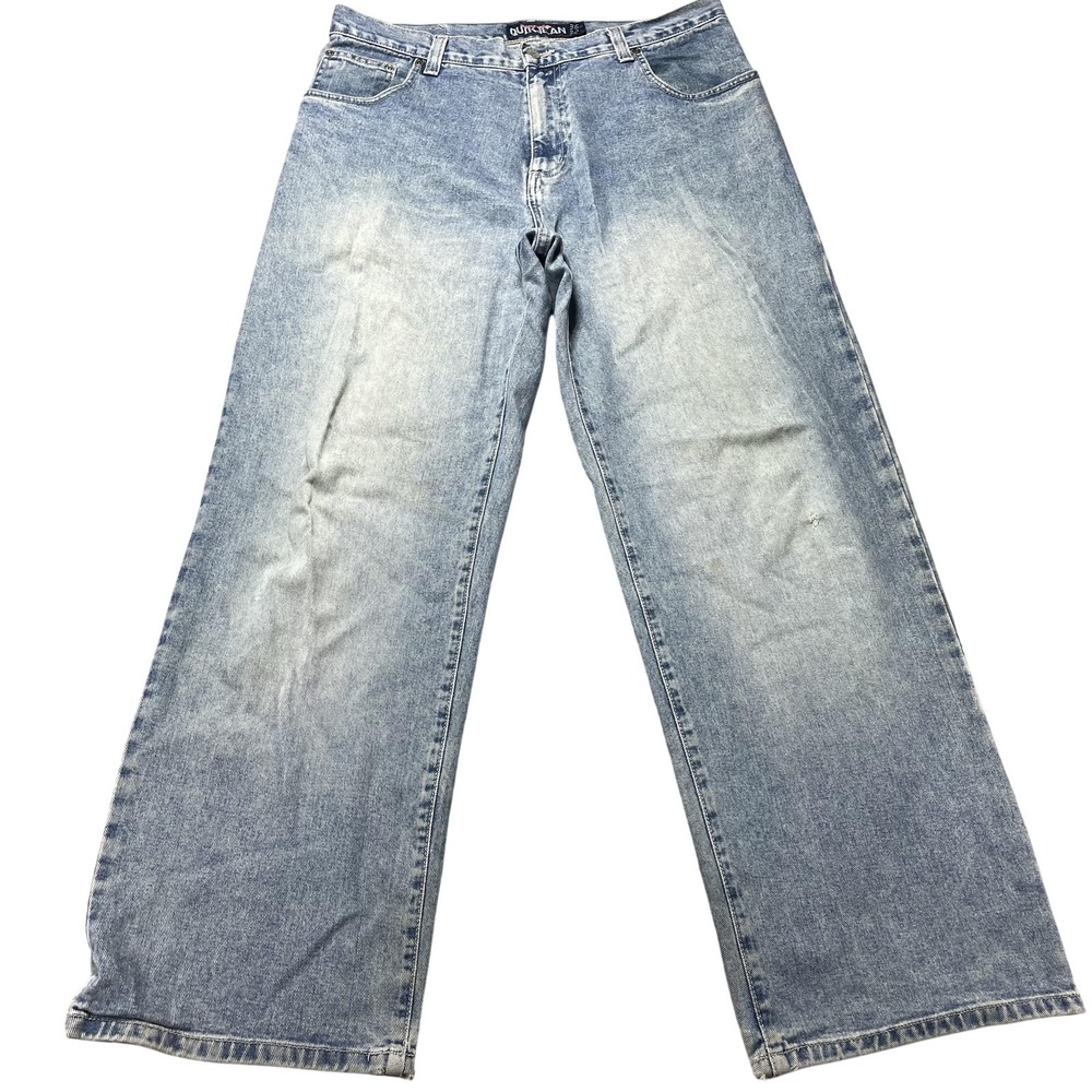 Quiksilver QuikJean Jeans Mens‎ 36x32 Blue Light Wash Relaxed Wide Leg Denim Y2K